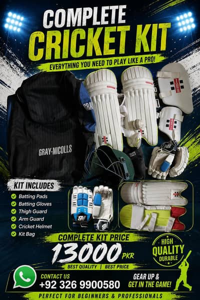 complete cricket kit for sale in pakistan without bat.