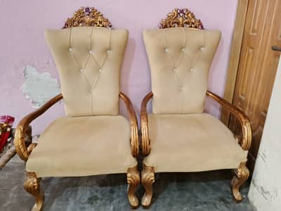 Royal Style Wooden Chairs – 2 Chairs for Sale