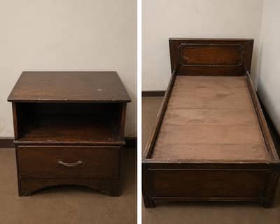 Used wooden bed with 2 side tables.
