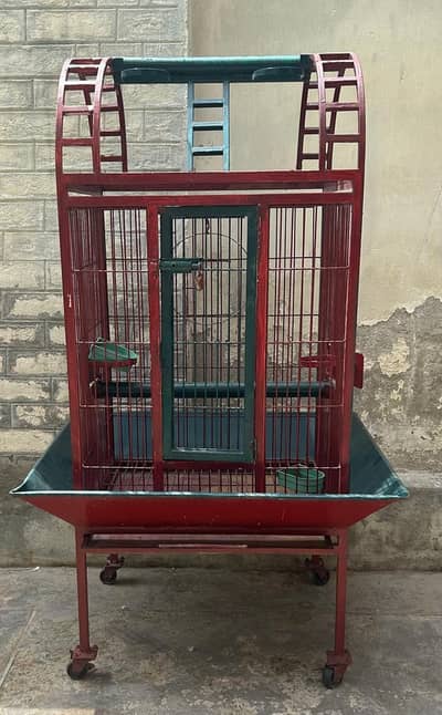 Heavy duty Red and Green play Top Parrot Cage With Stand and wheels
