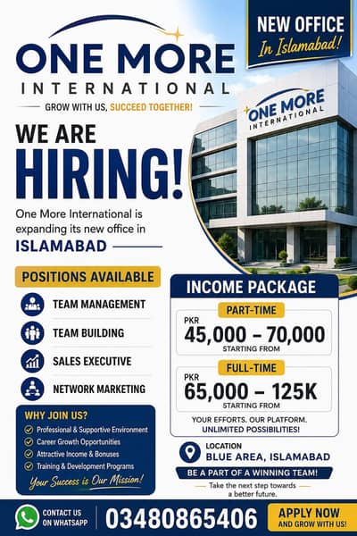 New Office Hiring | Male & Female Staff | Blue Area Islamabad