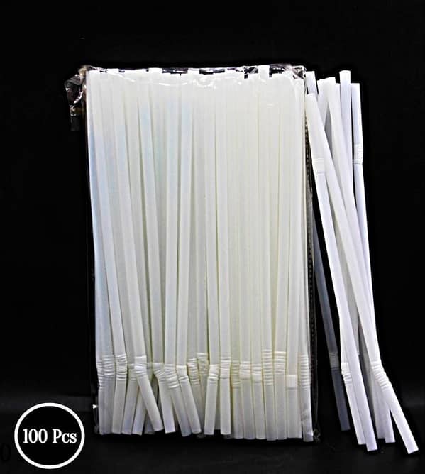 white 100pcs Plastic Straws Kitchen Beverage Disposable Drinking Straw Cocktail Wedding Party Accessories