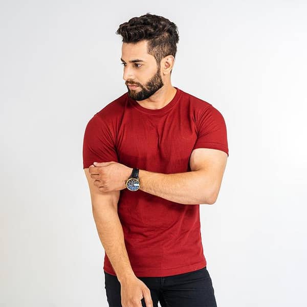 Basic Maroon Half-Sleeve T-Shirt