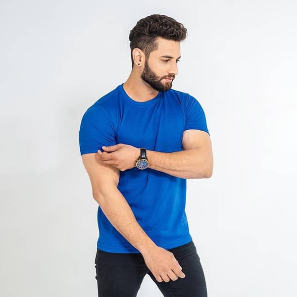 Basic Royal Blue Half Sleeve T-shirt