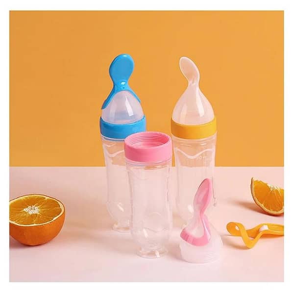 Squeezing Feeding Bottle Silicone Newborn Baby Training Rice Cereal Food Spoon Supplement Feeder Safe Useful Tableware For Kids