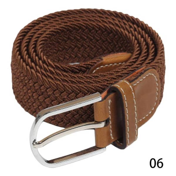 Elastic Fabric Woven Multicolored Braided Belts for Men with Stretch Buckle