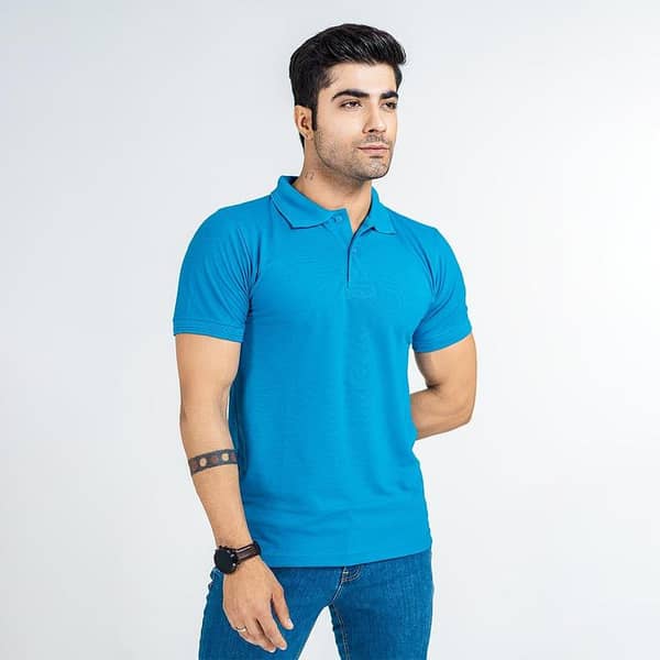 Men's Polo Shirt - Blue, Premium Poly-Cotton