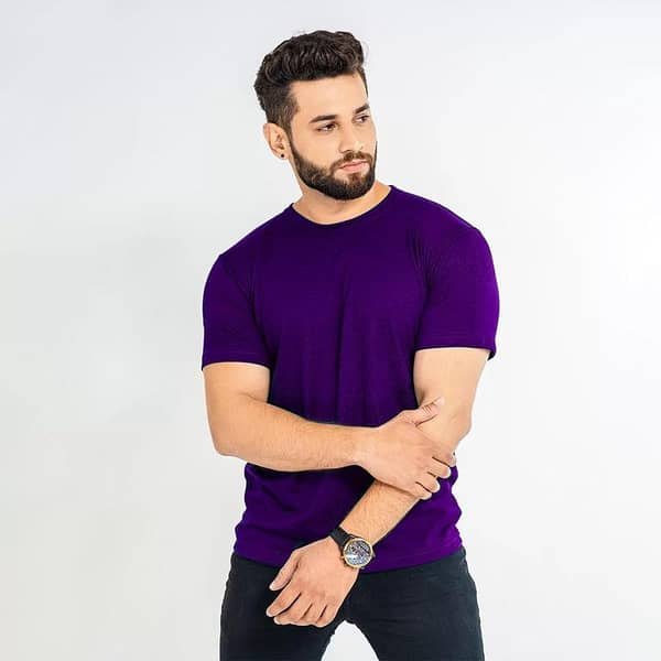 Basic Purple Half-Sleeve T-Shirt