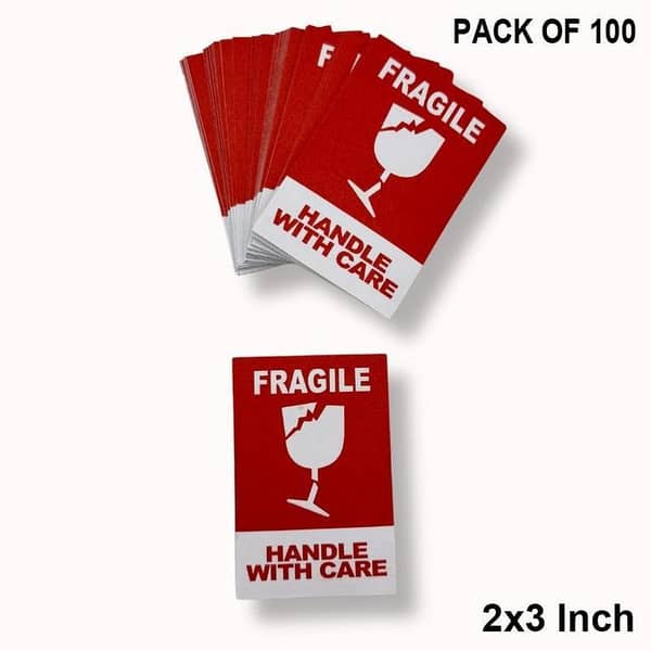 FRAGILE Sticker Pack: Handle with Care Labels for Sensitive Packages (Pack of 100)