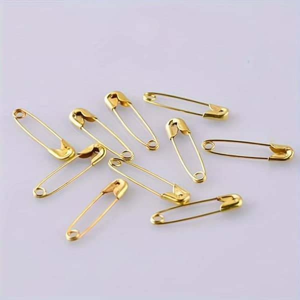 Golden Safety Pins Set – 1728 Assorted Iron Pins with Locking Mechanism for Tags, Clothing, and DIY Crafts