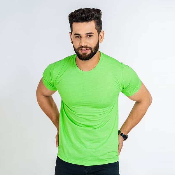 Basic Parrot Green Half-Sleeve T-Shirt
