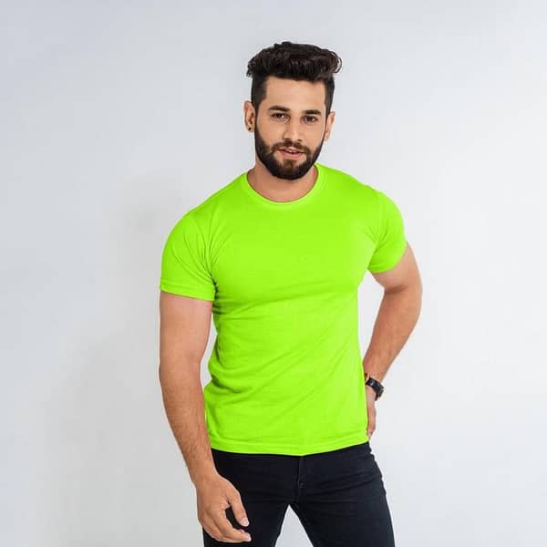 Basic Neon Green Half-Sleeve T-Shirt