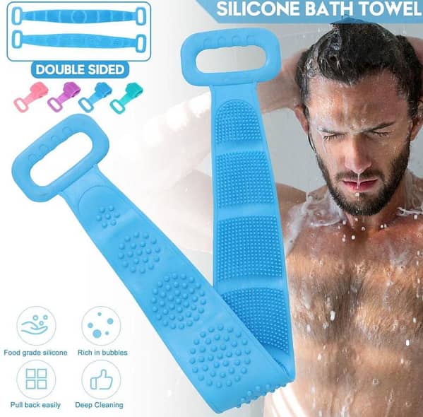 Silicone Back Scrubber Soft Loofah Bath Towel Bath Belt Body Exfoliating Massage For Shower Body Cleaning Bathroom Shower Strap