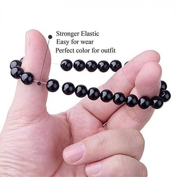 Black Stone Hand-Beaded Bracelet for Men