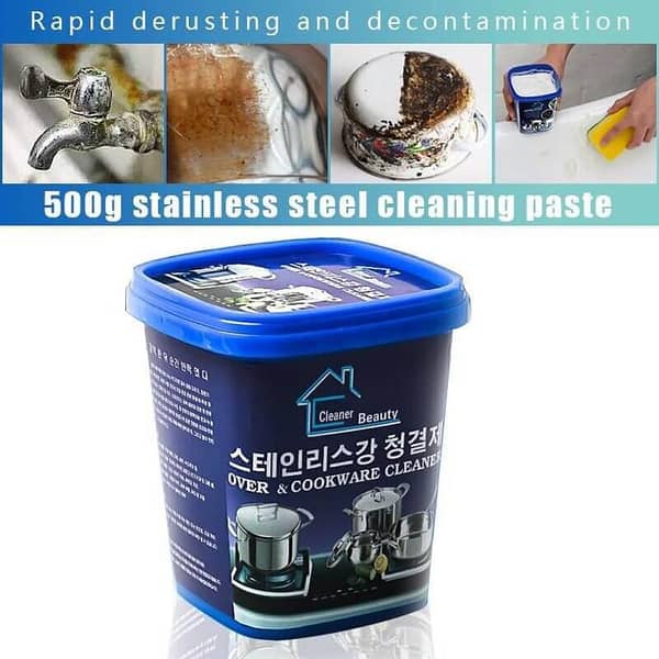 Oven & Cookware Cleaner Stainless Steel Cleaning Paste Multi-Purpose Cleaner & Polish Cleaning Gel for Removing Rust Powerful Stainless Steel Cookware Cleaning Paste Household Kitchen Cleaner Washing Pot Bottom Scale Strong Cream Detergent