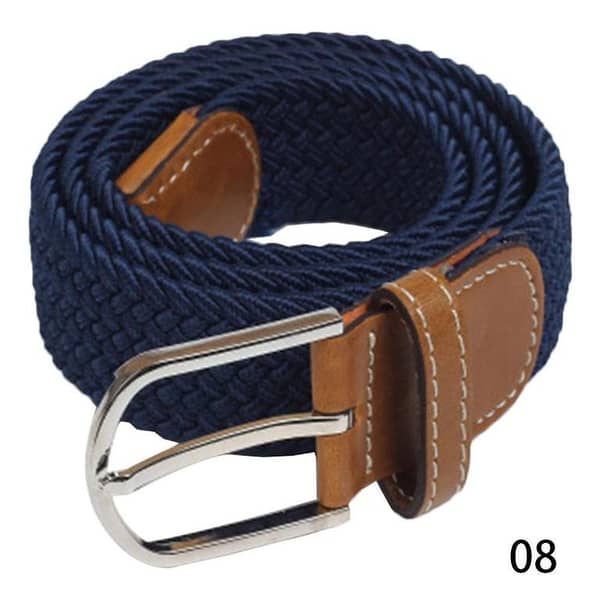 Elastic Fabric Woven Multicolored Braided Belts for Men with Stretch Buckle