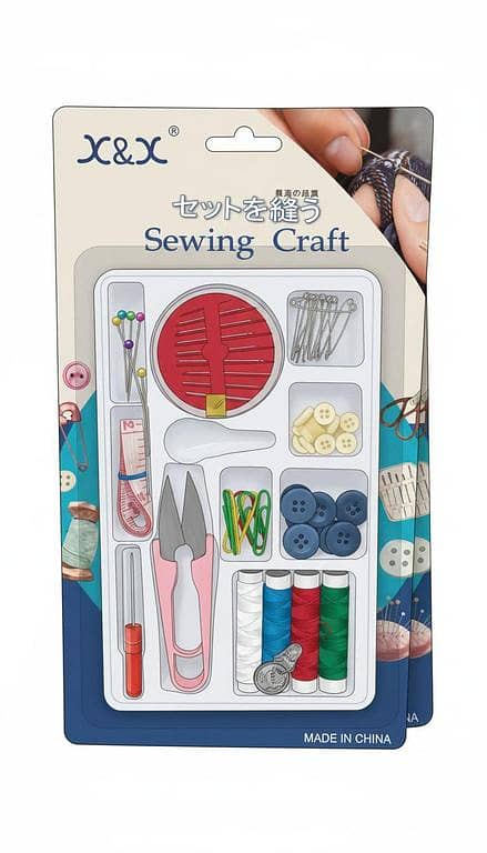 Multi-Purpose Sewing Craft Kit with Scissors, Thread, and Needles, DIY