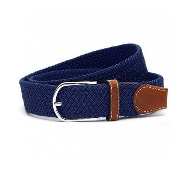 Blue Elastic Fabric Woven Stretch Casual Belts with Men’s Buckle Belt Waistband