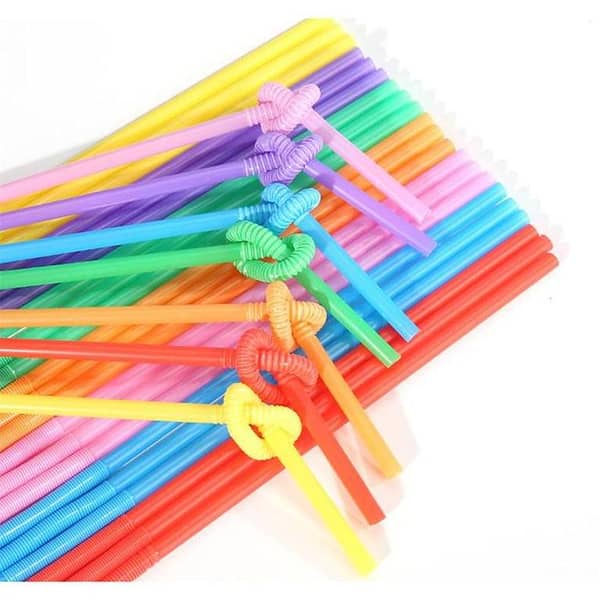 100PCS Multicolor Plastic Straws Kitchen Beverage Disposable Drinking Straw Cocktail Wedding Party Accessories