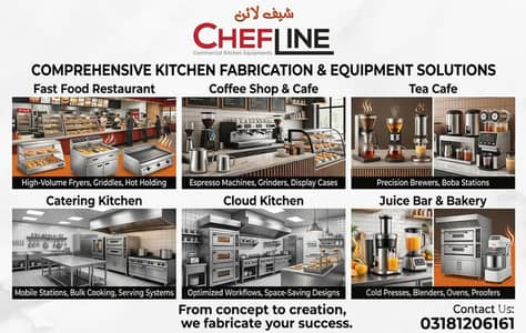 Commercial Kitchen Fryer Hot Plate Ss Hood Ducting Turnkey Restaurant