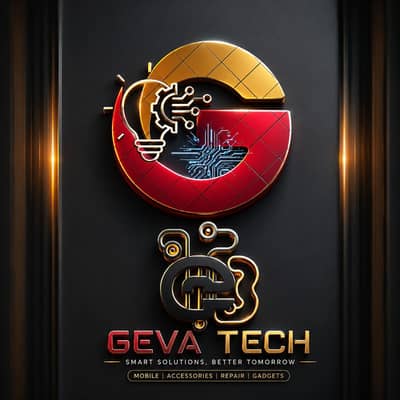 GEVA TECH Mobile Shop Logo Design | 3D Board Mockup Free