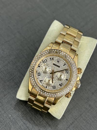 Luxury Gold Rolex Style Men's Watch – Diamond Dial