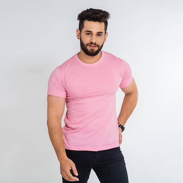 Basic Pink Half-Sleeve T-Shirt