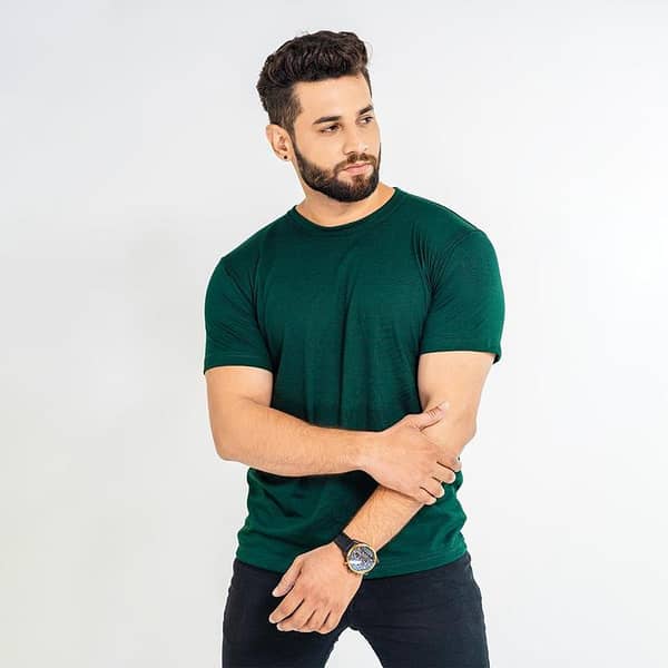 Basic Army Green Half Sleeve T-shirt