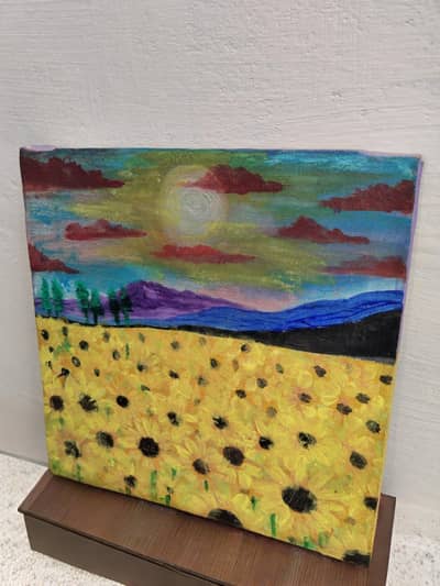 VIBRANT SUNSET AND SUNFLOWERS