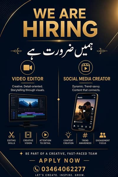 video editor and social media manager Required