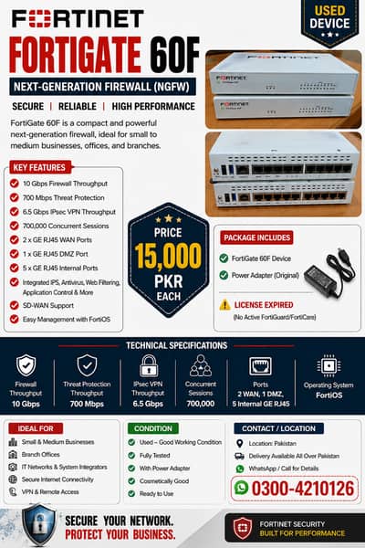 FortiGate 60F Firewall – Used, Tested, Ready to Use