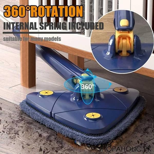 360° Rotatable Triangle Cleaning Mop | Adjustable Twist Squeeze Floor Mop for Home & Kitchen Cleaning