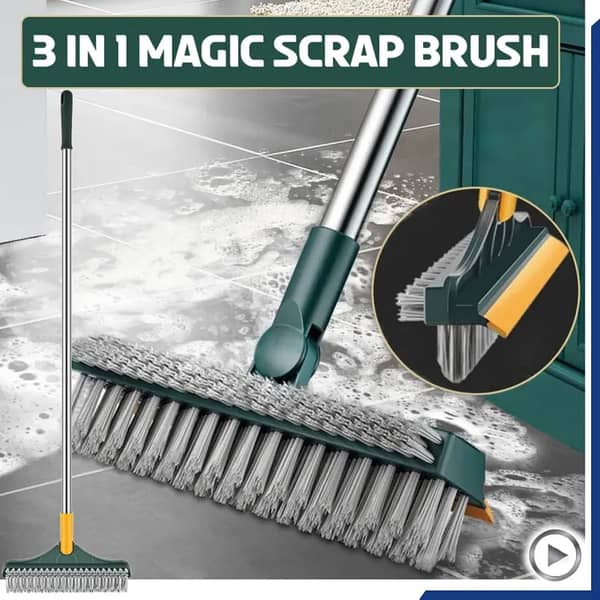 3-in-1 Magic Scrub Brush | Multi-Purpose Cleaning Brush with Built-in Scraper for Kitchen, Bathroom & Home