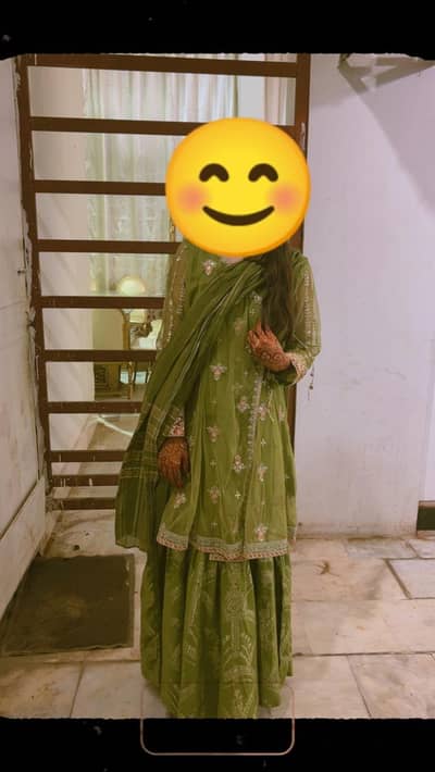 Mehandi green sharara 3 piece