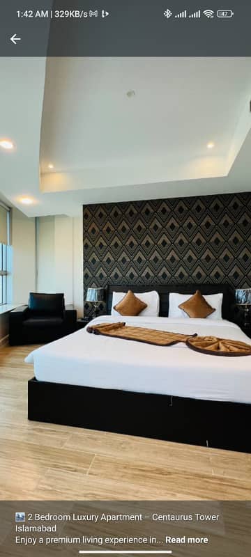 1BED LUXURY FURNISH APARTMENT AVAILABLE DAILY BASIS FOR RENT IN ISLAMABAD CENTURES MALL