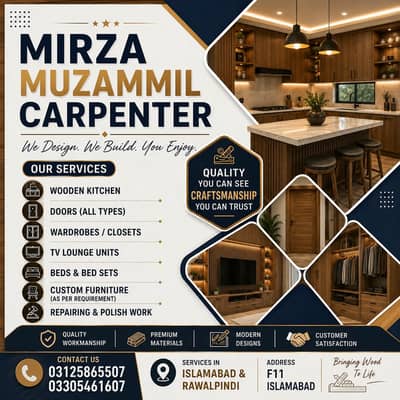Carpenter Islamabad & Rawalpindi | Wood Work & Board Work | Wooden Kit