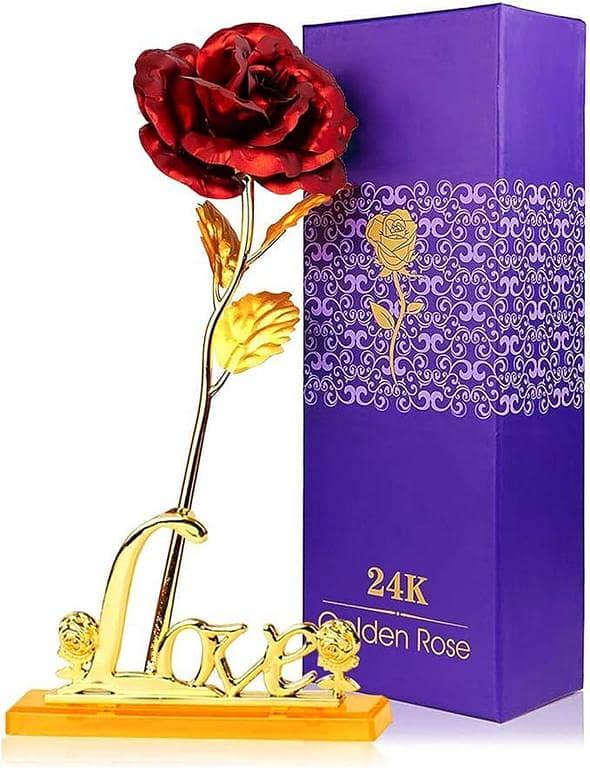 Golden Rose 24K Gold-Plated Artificial Rose in Gift Box – Luxury Keepsake for Valentine's Day, Mother's Day, Birthday, Anniversary