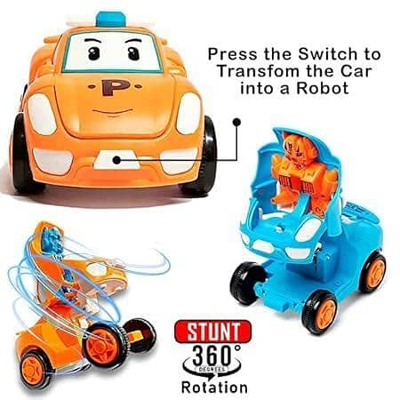 1 Pc Pull-Back Robot Car Toy – Push & Go Convert Vehicle for Kids