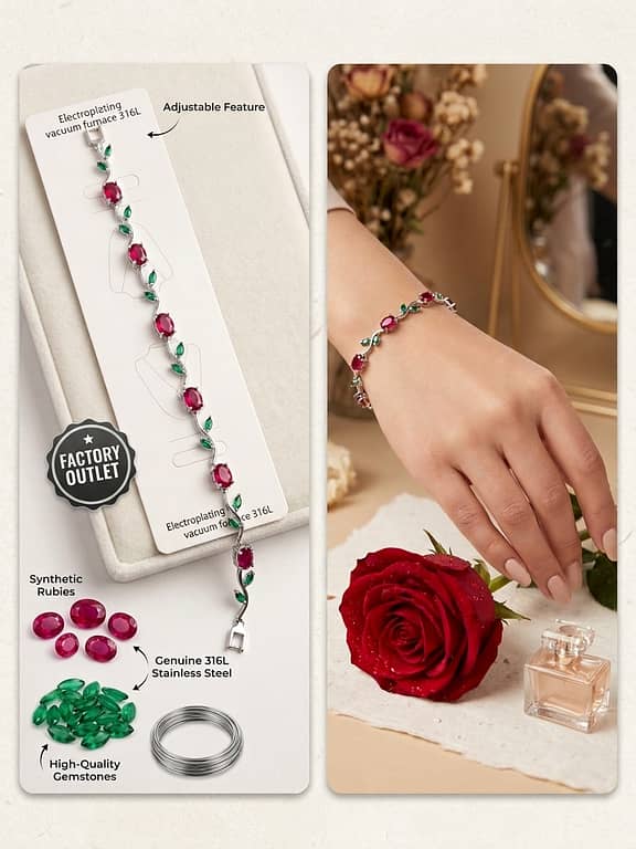 Tulip Bracelet for Women and Girls | Zircon Stone Tulip Design in Premium Stainless Steel