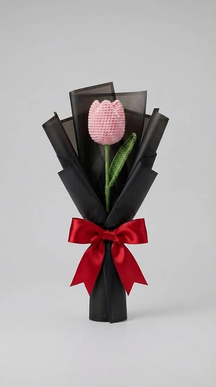 Handmade Crochet Tulip Flower | Single Stem Bouquet for Gift and Home Decor