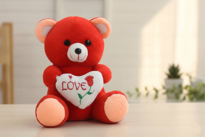 Big Size Stuff Love Teddy Bear With Heart — Soft Red Plush Bear with Embroidered Love Heart
