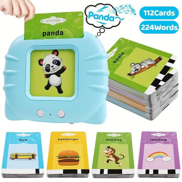 Education Talking Flash Cards Learning Machine With Sound For Kids — Talking Flash Card Reader, 12 Card Set for Early Language Learning