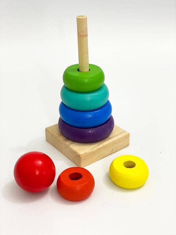 Wooden Rainbow Tower: Stacking Educational Toy for Kids