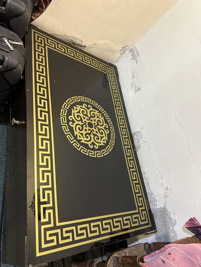 Wooden table top of glass in fine condition