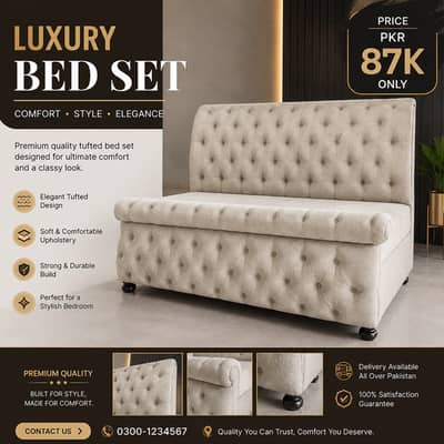 Luxury Tufted Bed Set | Elegant & Comfortable | PKR 87K Only