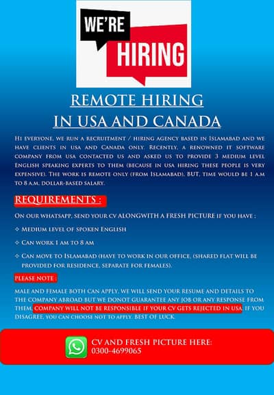 JOB JOB JOB REMOTE HIRING IN USA AND CANADA