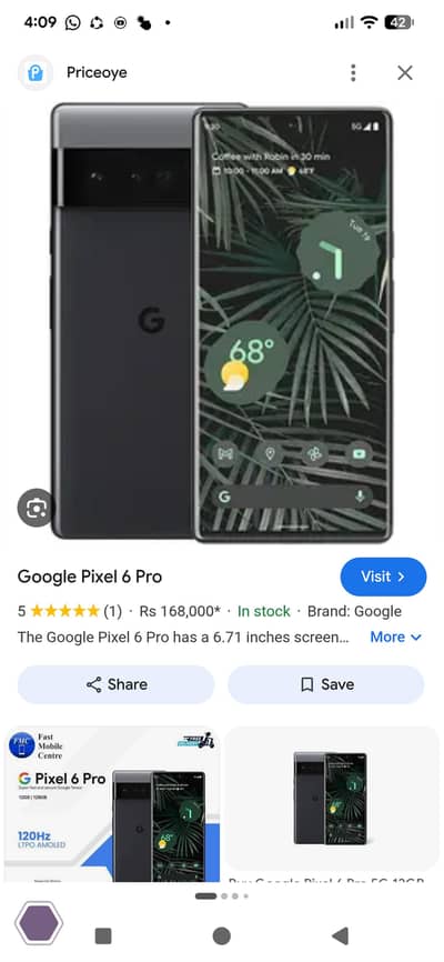Google Pixel 6 Pro 128 gb me penal me line pta approved