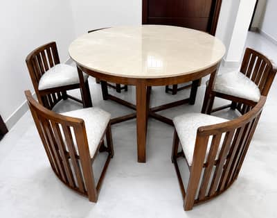 Premium 6-Seater Round Dining Table Set – Luxury Wooden Design