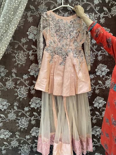 Stunning Peach Formal Dress with Heavy Stone Work | Size Medium