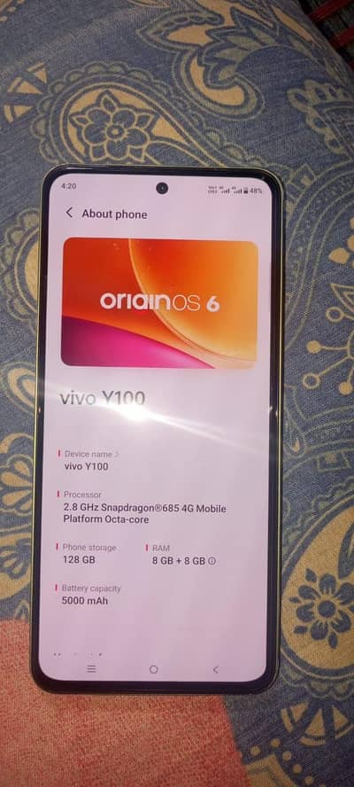 Vivo Y100 8 128 pta oficail aprove andriod 16